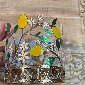 Lemon and Floral 3 Wick Candle Holder